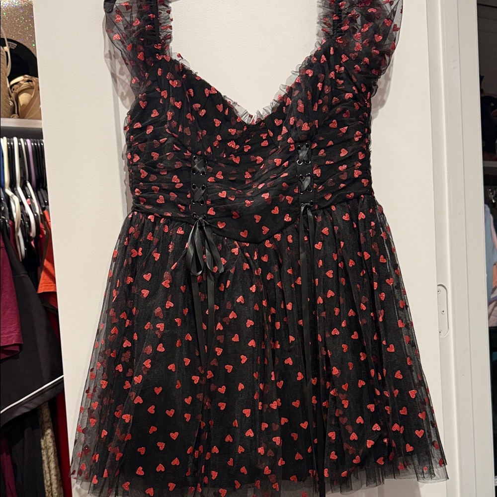 Sugar thrillz red heart dress black